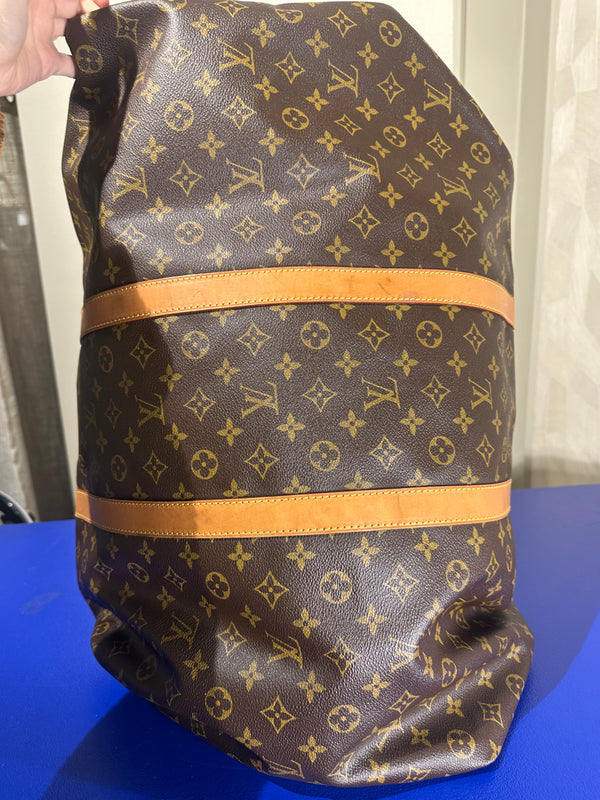 Louis Vuitton Keepall 60 Bag Vintage Monogram Classic Style 48hr weekender duffle bag brown leather handles