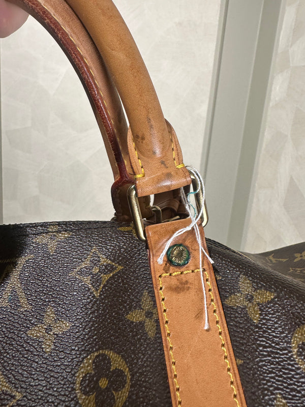 Louis Vuitton Keepall 60 Bag Vintage Monogram Classic Style 48hr weekender duffle bag brown leather handles