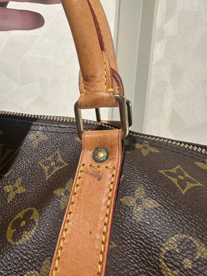 Louis Vuitton Keepall 60 Bag Vintage Monogram Classic Style 48hr weekender duffle bag brown leather handles