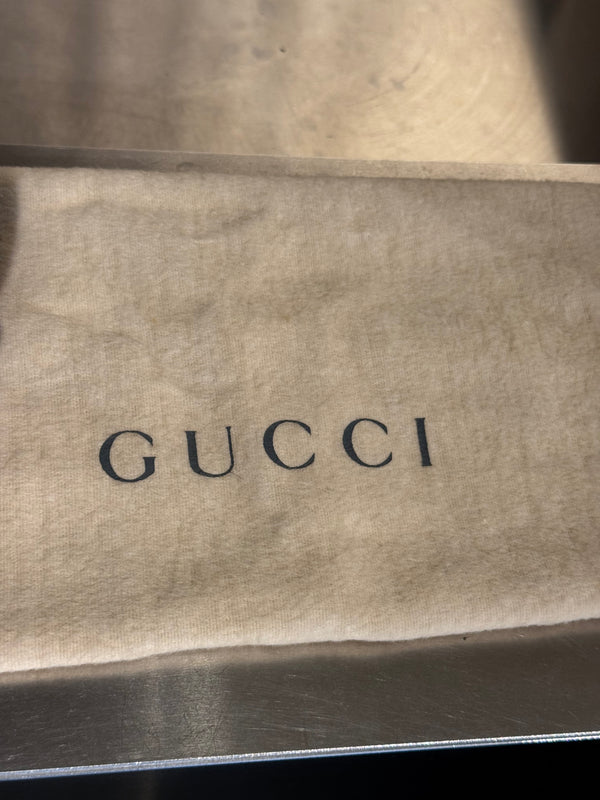 Gucci Vintage Metallic Leather Tote Bag Dark Bronze Shimmer Shoulder Bag Logo Plaque