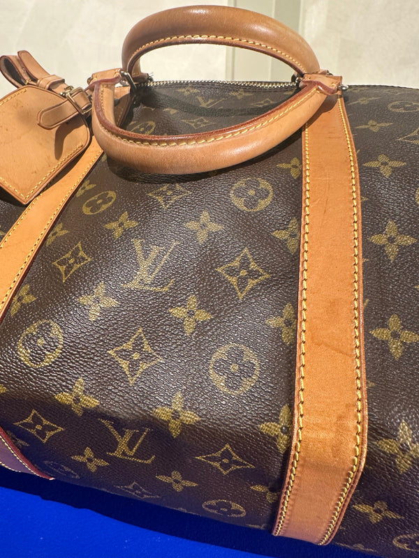 Louis Vuitton Keepall 60 Bag Vintage Monogram Classic Style 48hr weekender duffle bag brown leather handles