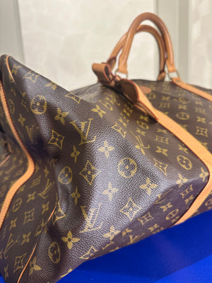 Louis Vuitton Keepall 60 Bag Vintage Monogram Classic Style 48hr weekender duffle bag brown leather handles