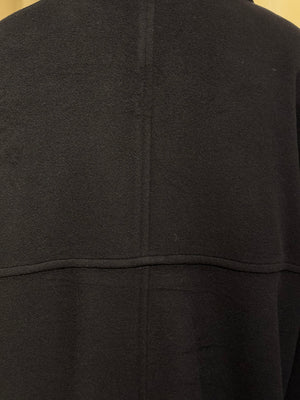 Chanel Vintage 1990s Black Wool Double Breasted Long Overcoat Gold CC Crest Buttons Trench Coat