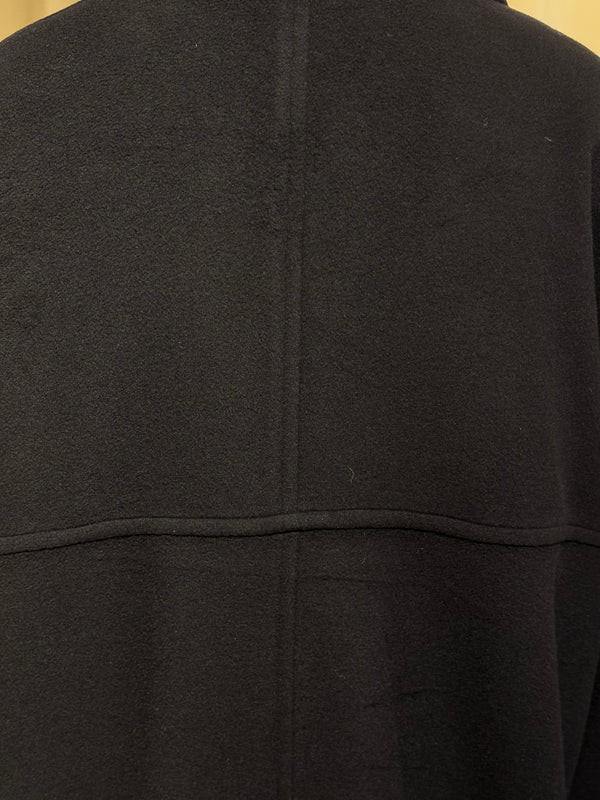 Chanel Vintage 1990s Black Wool Double Breasted Long Overcoat Gold CC Crest Buttons Trench Coat
