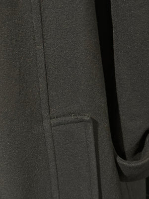 Chanel Vintage 1990s Black Wool Double Breasted Long Overcoat Gold CC Crest Buttons Trench Coat