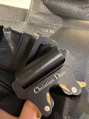 Dior Saddle Black Crossbody and Shoulder Bag Unisex Grained Calfskin Flap Style Full Black Monochrome Adjustable