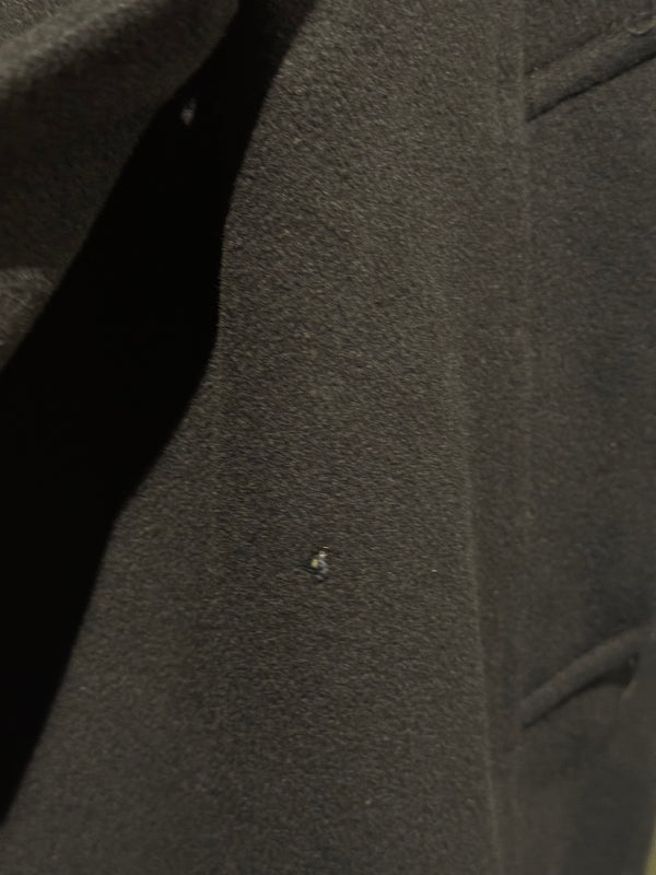 Chanel Vintage 1990s Black Wool Double Breasted Long Overcoat Gold CC Crest Buttons Trench Coat