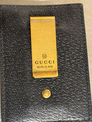 Gucci GG Marmont Black Leather Card Holder Wallet Gold Hardware Double G Logo Case