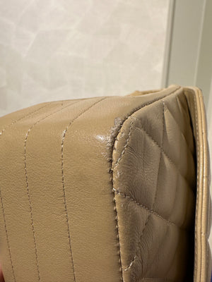 Chanel Beige Small Curved Flap Quilted Lambskin Vintage CC Half Moon Single Flap Shoulder 24k Gold chain Hardware Classic Iconic