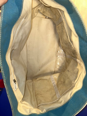 Chanel Karl Lagerfeld Iconic 2002 Surf High Summer Canvas XL Tote Bag Red Blue Wave CC Rare Collectors Piece