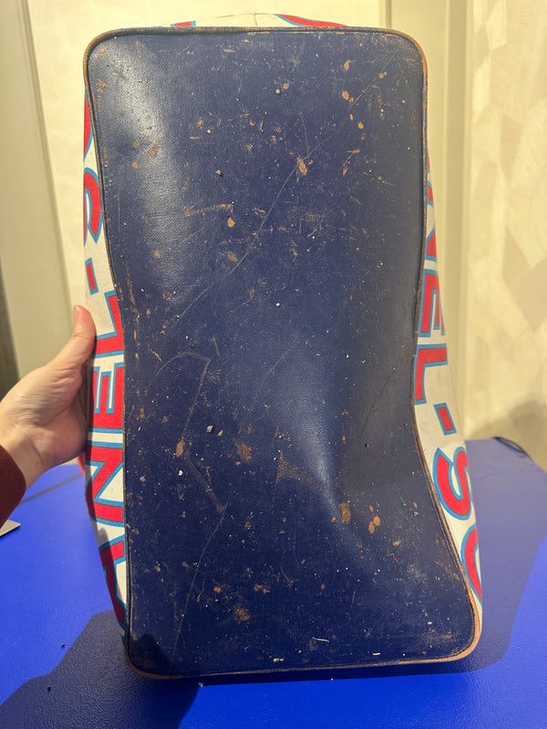 Chanel Karl Lagerfeld Iconic 2002 Surf High Summer Canvas XL Tote Bag Red Blue Wave CC Rare Collectors Piece