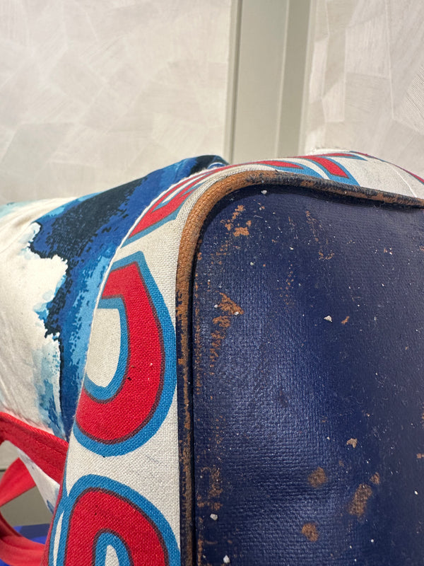 Chanel Karl Lagerfeld Iconic 2002 Surf High Summer Canvas XL Tote Bag Red Blue Wave CC Rare Collectors Piece