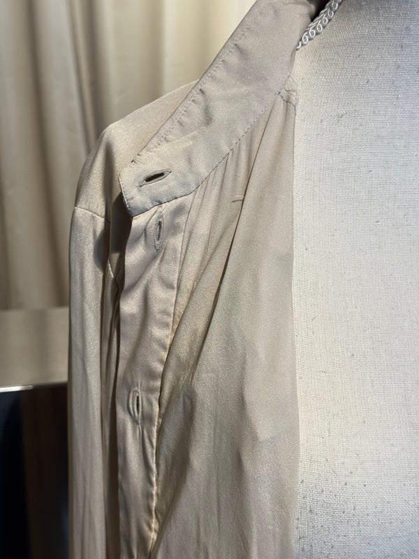 Gucci Tom Ford Era Grey Ruffle-Front Cotton Poplin Blouse Circa 2000–2004