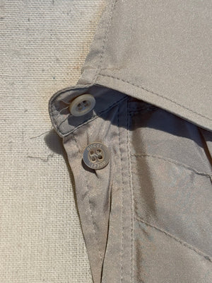 Gucci Tom Ford Era Grey Ruffle-Front Cotton Poplin Blouse Circa 2000–2004