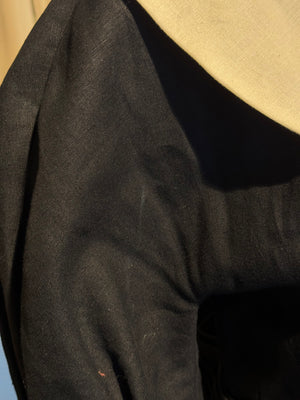 Chanel Boutique Karl Lagerfeld Spring/Summer 1988 Black Linen Claudine Midi Dress with Gold CC Buttons