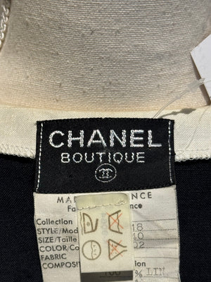 Chanel Boutique Karl Lagerfeld Spring/Summer 1988 Black Linen Claudine Midi Dress with Gold CC Buttons