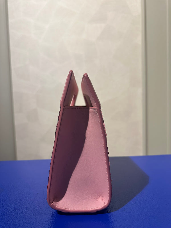 MCM Crossbody bag clutch shoulder bag adjustable diamond with pink sequins pink monochrome