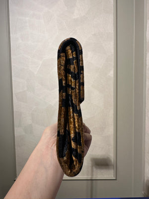 Yves Saint Laurent Vintage Clutch velvet tiger print chic 90s textured animal print wild handbag strapless