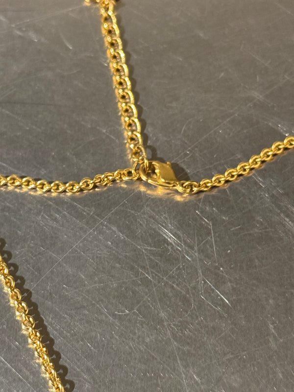 Christian Dior Vintage Gold Tone Dangling DIOR Letter Charms Pendant Chain Necklace Jewelry