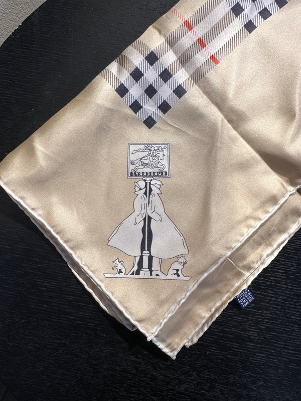 Burberry novacheck beige tartan vintage detailing square silk large adjustable scarf tie classic