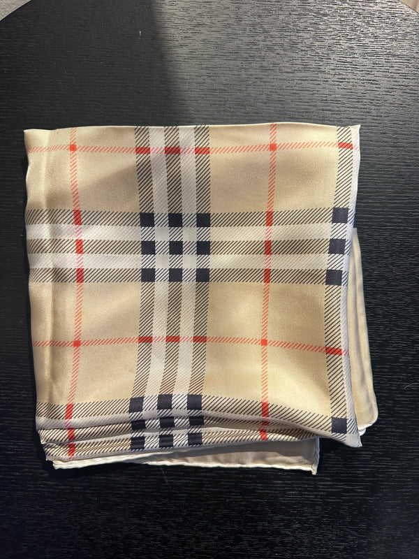 Burberry novacheck beige tartan vintage detailing square silk large adjustable scarf tie classic