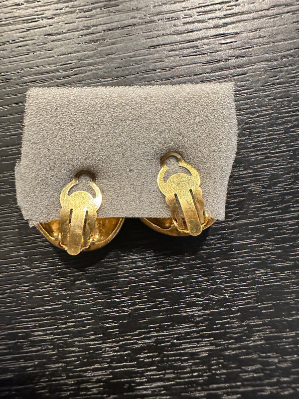 Chanel clip-on Gold CC classic style large stud statement logo rope plated earrings vintage