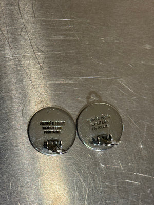 Hermes Vintage Silver Tone Clou de Selle Sellier Logo Round Earrings Jewelry