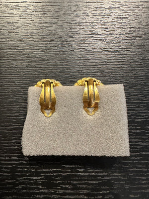 Chanel clip-on Gold CC classic style large stud statement logo rope plated earrings vintage