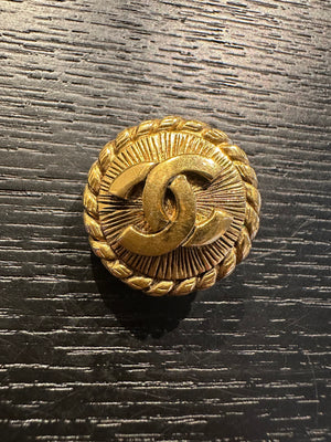 Chanel clip-on Gold CC classic style large stud statement logo rope plated earrings vintage