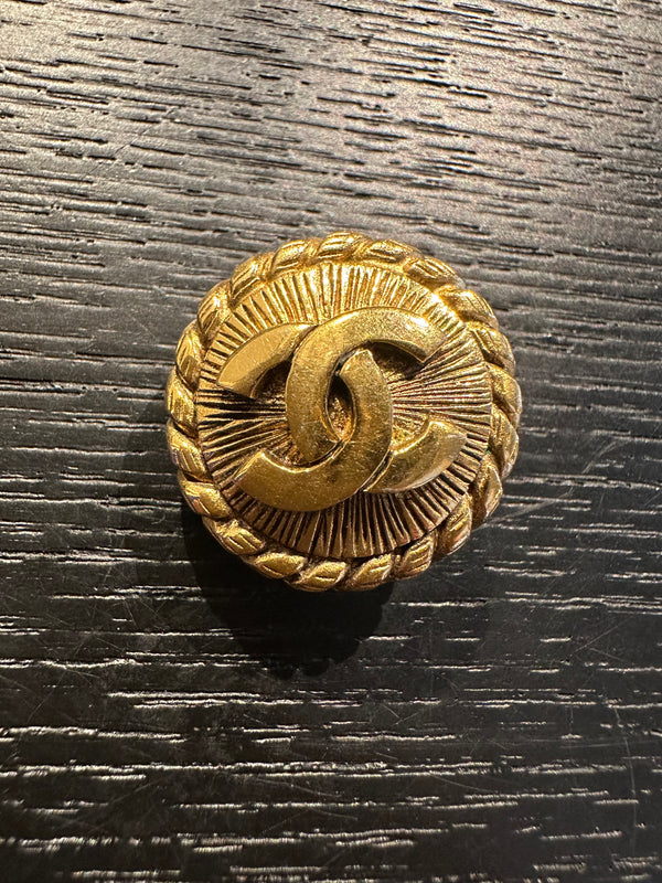 Chanel clip-on Gold CC classic style large stud statement logo rope plated earrings vintage