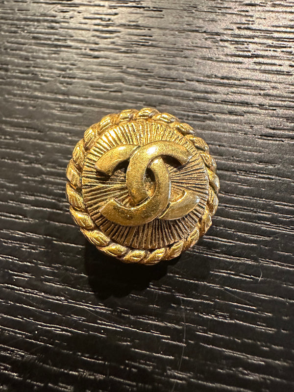 Chanel clip-on Gold CC classic style large stud statement logo rope plated earrings vintage