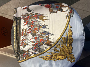 Hermes Blue Nautical White graphic detailing square silk large adjustable scarf tie boat seascape