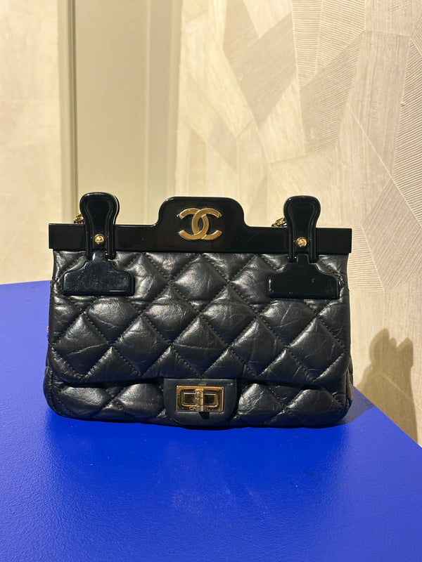 Chanel Iconic 2016 Limited Edition 2.55 Reissue Hanger Flap Bag Karl Lagerfeld CC Flap Black Calfskin Quilted