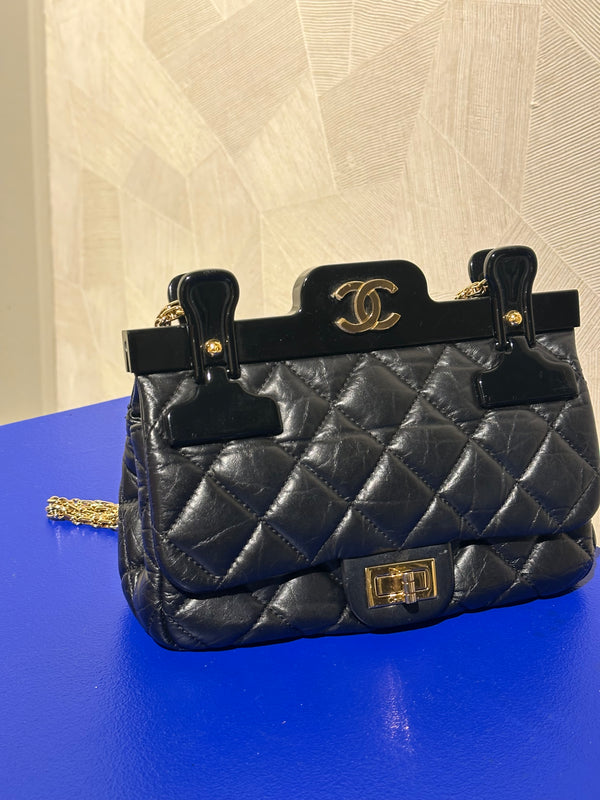 Chanel Iconic 2016 Limited Edition 2.55 Reissue Hanger Flap Bag Karl Lagerfeld CC Flap Black Calfskin Quilted