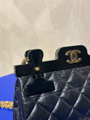 Chanel Iconic 2016 Limited Edition 2.55 Reissue Hanger Flap Bag Karl Lagerfeld CC Flap Black Calfskin Quilted