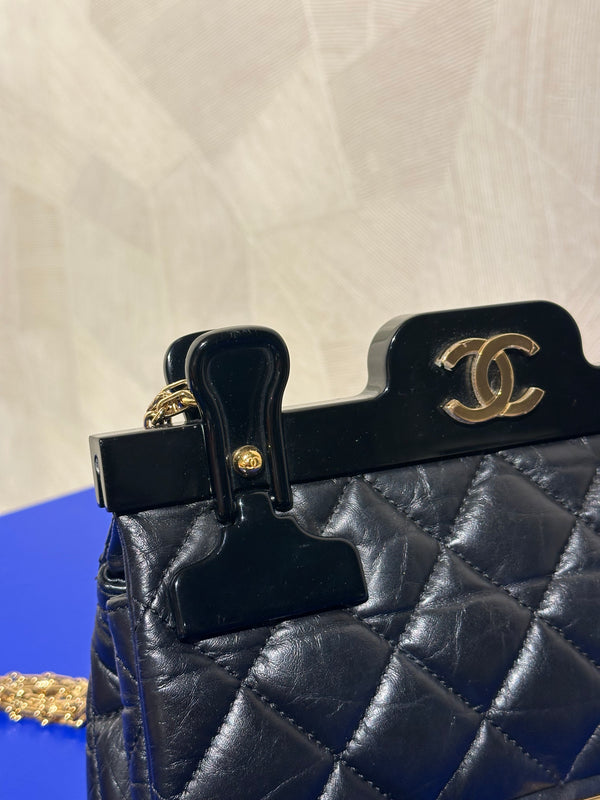Chanel Iconic 2016 Limited Edition 2.55 Reissue Hanger Flap Bag Karl Lagerfeld CC Flap Black Calfskin Quilted
