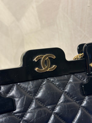 Chanel Iconic 2016 Limited Edition 2.55 Reissue Hanger Flap Bag Karl Lagerfeld CC Flap Black Calfskin Quilted
