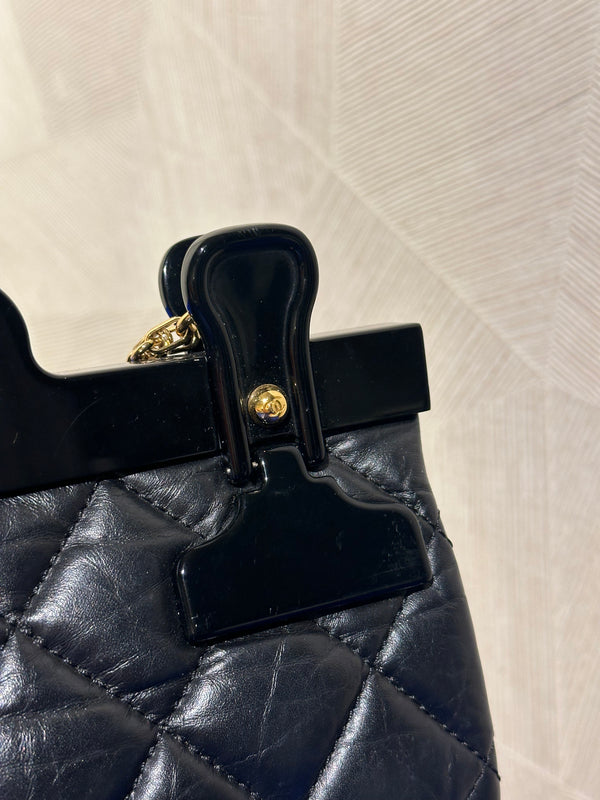 Chanel Iconic 2016 Limited Edition 2.55 Reissue Hanger Flap Bag Karl Lagerfeld CC Flap Black Calfskin Quilted