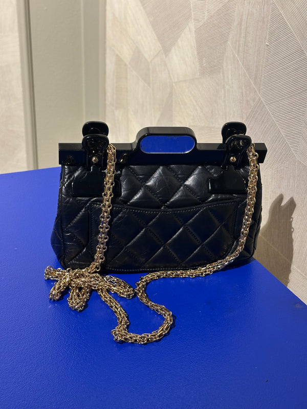 Chanel Iconic 2016 Limited Edition 2.55 Reissue Hanger Flap Bag Karl Lagerfeld CC Flap Black Calfskin Quilted