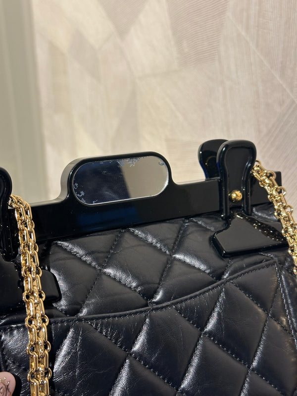 Chanel Iconic 2016 Limited Edition 2.55 Reissue Hanger Flap Bag Karl Lagerfeld CC Flap Black Calfskin Quilted