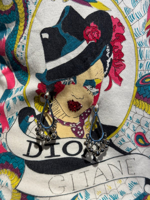 Christian Dior Rare Archival Vintage SS2005 John Galliano Dior Gitane Tattoo Graphic Print V-Neck T-Shirt White Cotton Y2K Collector Piece FR 36
