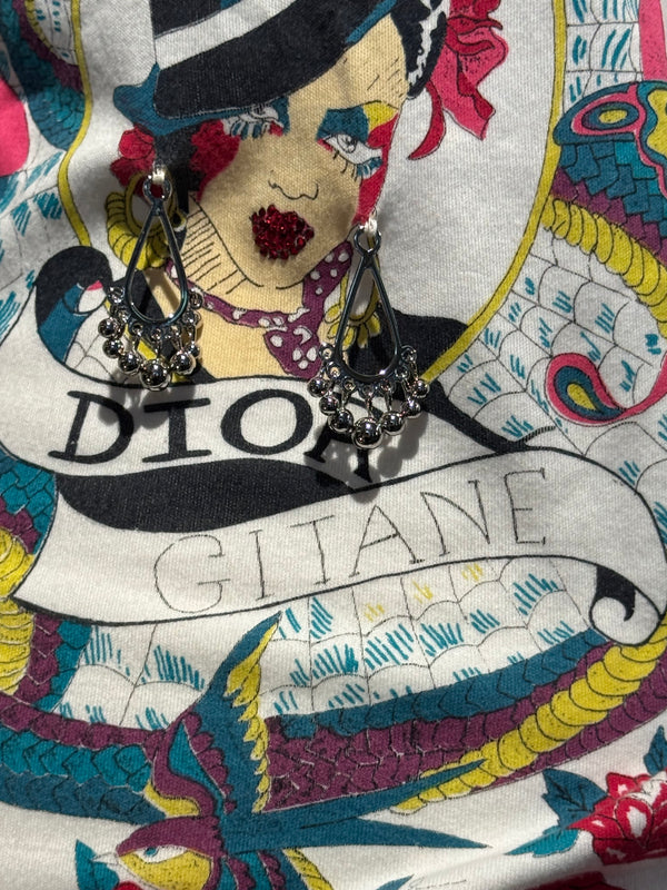 Christian Dior Rare Archival Vintage SS2005 John Galliano Dior Gitane Tattoo Graphic Print V-Neck T-Shirt White Cotton Y2K Collector Piece FR 36