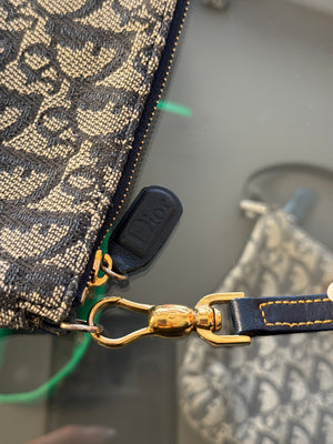 Dior Diorissima Trotter Blue Navy Logomania Monogram Saddle Bag Jaquard Oblique Zip Up Shoulder Bag Vintage