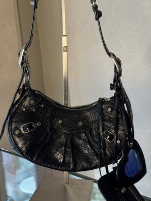 Balenciaga Le Cagole Shoulder Bag Black leather studded mirror purse shoulder bag mini leather iconic
