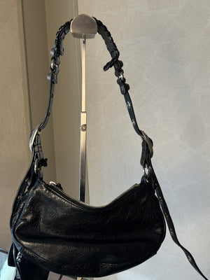 Balenciaga Le Cagole Shoulder Bag Black leather studded mirror purse shoulder bag mini leather iconic