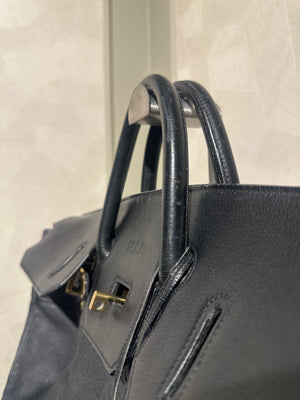 Hermes 50 HAC unisex Extra Large Travel Weekender Cotton Canvas Leather repainted monochrome Black Gold Hardware Vintage Rare