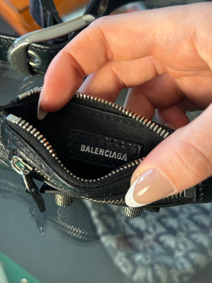 Balenciaga Le Cagole Shoulder Bag Black leather studded mirror purse shoulder bag mini leather iconic