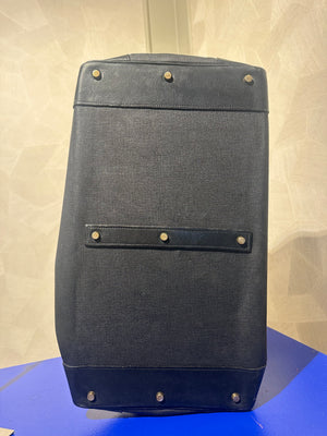 Hermes 50 HAC unisex Extra Large Travel Weekender Cotton Canvas Leather repainted monochrome Black Gold Hardware Vintage Rare