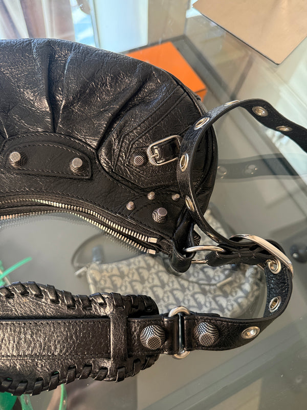 Balenciaga Le Cagole Shoulder Bag Black leather studded mirror purse shoulder bag mini leather iconic