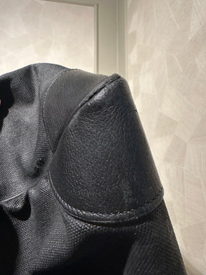 Hermes 50 HAC unisex Extra Large Travel Weekender Cotton Canvas Leather repainted monochrome Black Gold Hardware Vintage Rare